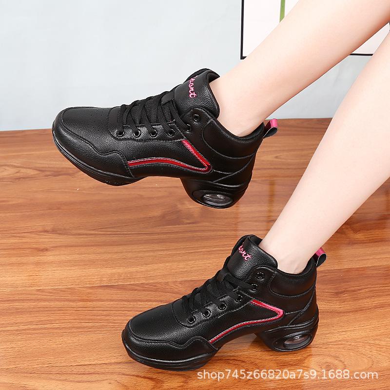 

Leather dance shoes autumn and winter new mid-heel soft-soled square dance shoes jazz dance shoes high-top adult sailor dance shoes 41