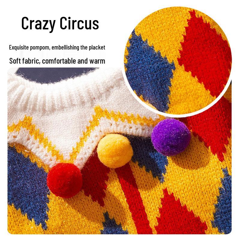 Autumn/Winter Warm Knitted Cat & Small Dog Sweater with Pompoms