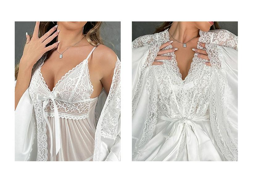 Women's Satin Bathrobe & Pajama Set 850 - Sexy & Loose Fit Homewear