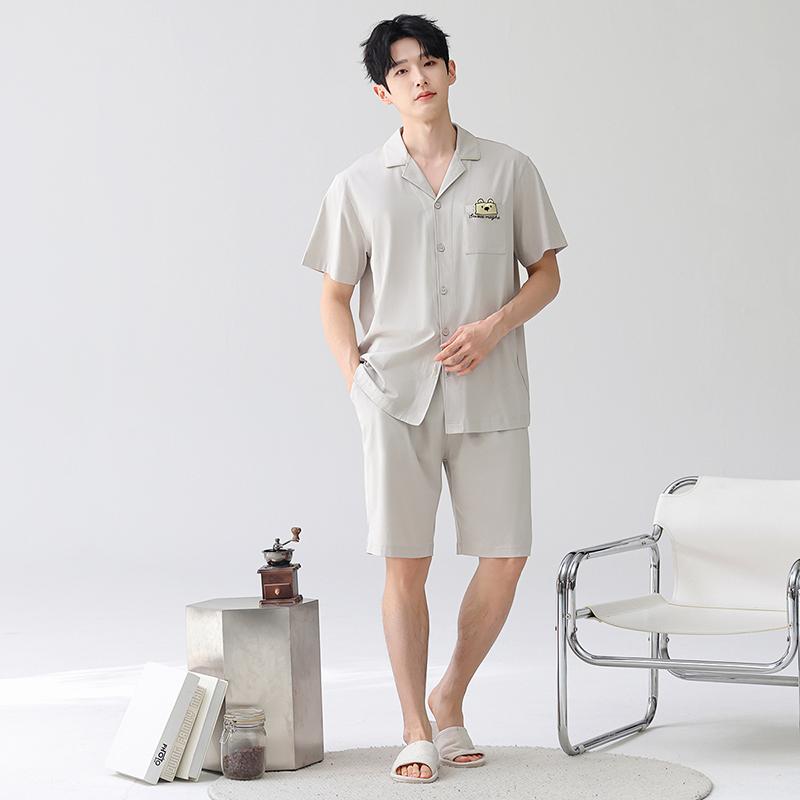Fenteng [100% pure cotton] antibacterial and mite resistant pajamas, men's home clothes, couple set, men's 26 summer new item