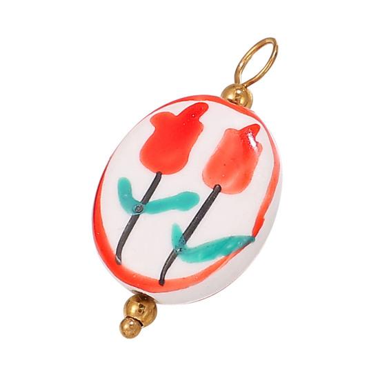 Handmade Ceramic Necklace Pendant, Star Fish Flower Charms with Golden Plated Findings, Ocean Theme Charms for DIY Earring Bracelet Jewelry Making