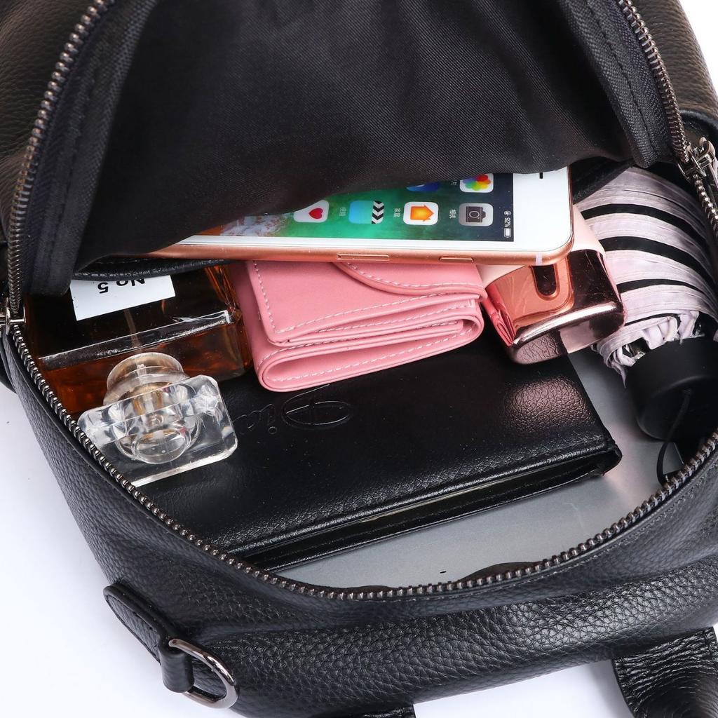 Cowhide Women's Backpack, Fashionable Versatile Travel Soft Leather Schoolbag, Dual-purpose Leather Women's Bag