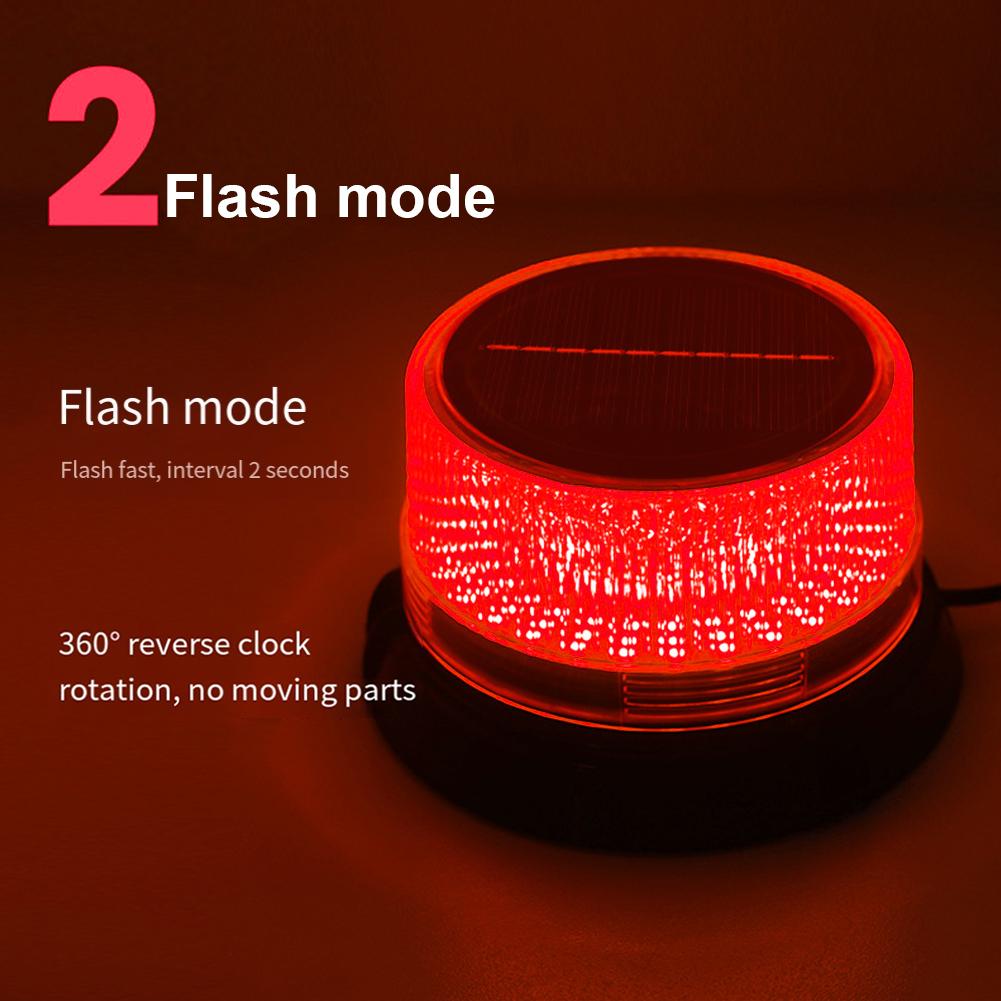 Solar Strobe Warning Light Rechargeable LED Strobe Light Safety Flashing Light for Road Construction Vehicle