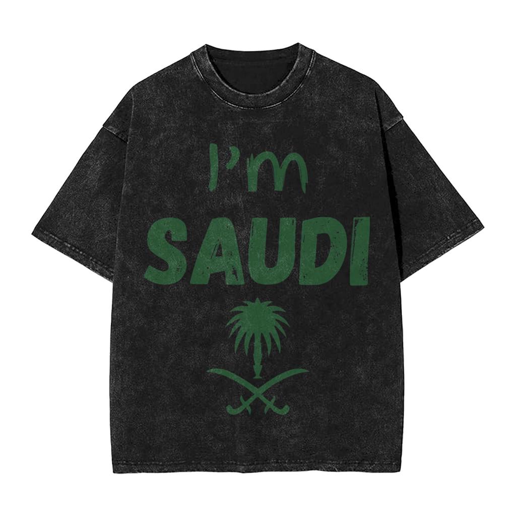 Harajuku Gewaschenes Hemd Saudi-Arabien September Accessoires Neuheit T-Shirt Oversize Nationalfeiertag Streetwear Sommer T-Shirt