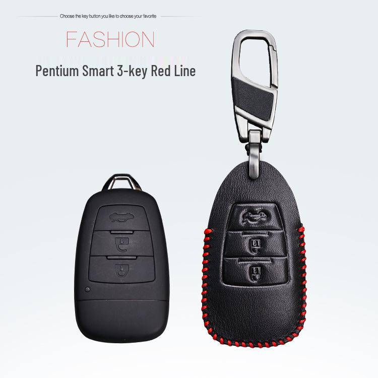 Genuine Leather Key Cover for 2019 Benteng X80 Car - Men's Key Bag with Buckle