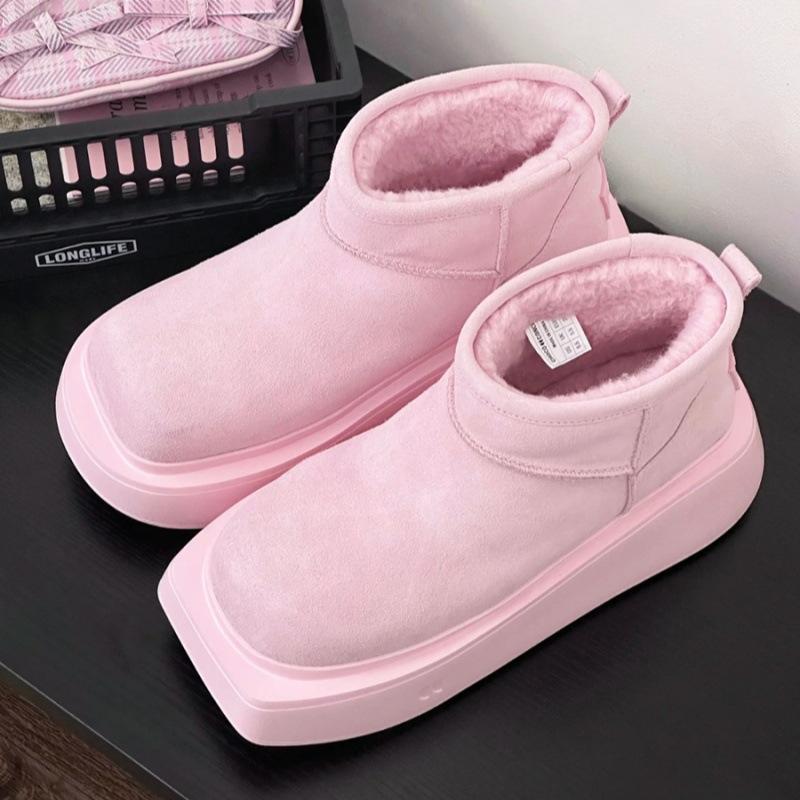 

Уникальный! Квадратный круглый носок~ 7 см толщина подошвы увеличивающая рост кожаные зимние ботинки женские шерстяные бархатные хлопковые туфли квадратный круглый носок короткие ботинки 40 розовый