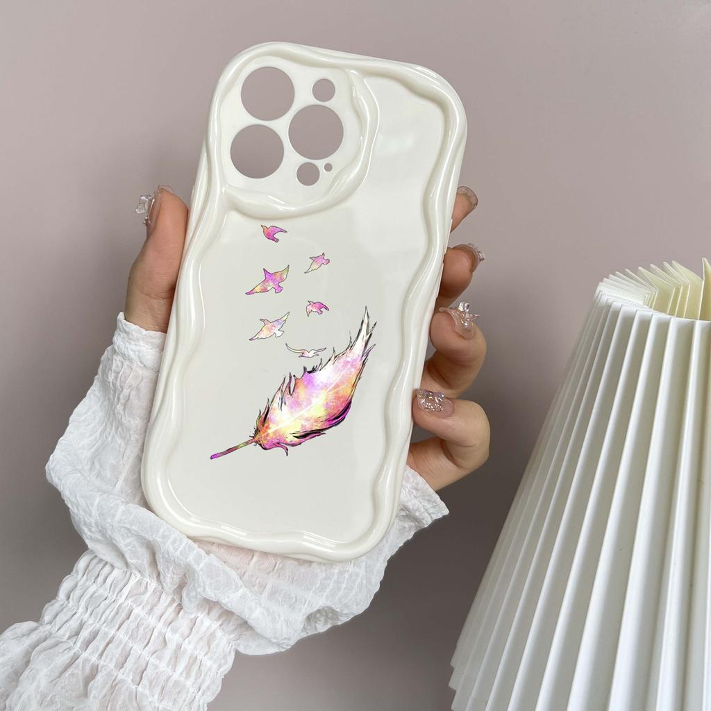 N76 Sommerfugl Myk Bølgete Telefondeksler for Samsung A54 A34 A13 A14 S23 S24 Ultra Xiaomi Redmi Note 13 12C Realme Infinix Beskyttende Støtfangerdeksel