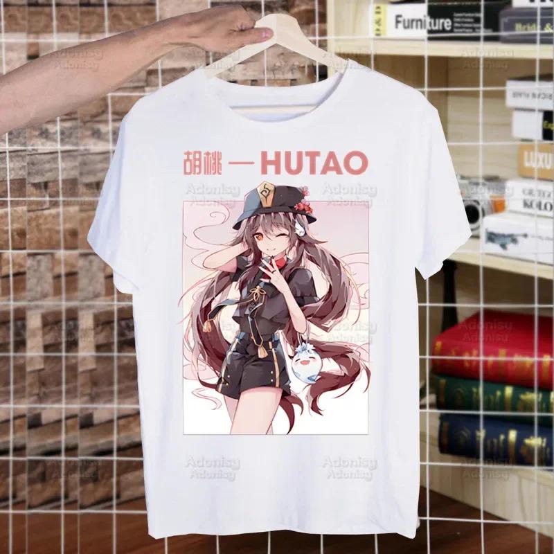 Genshin Impact HuTao Cartoon Kawaii  Unisex's Tshirt Cute Shirt  Unisexs Fashion T-Shirt For  Unisex Casual Tops Short Sleeve Shirt