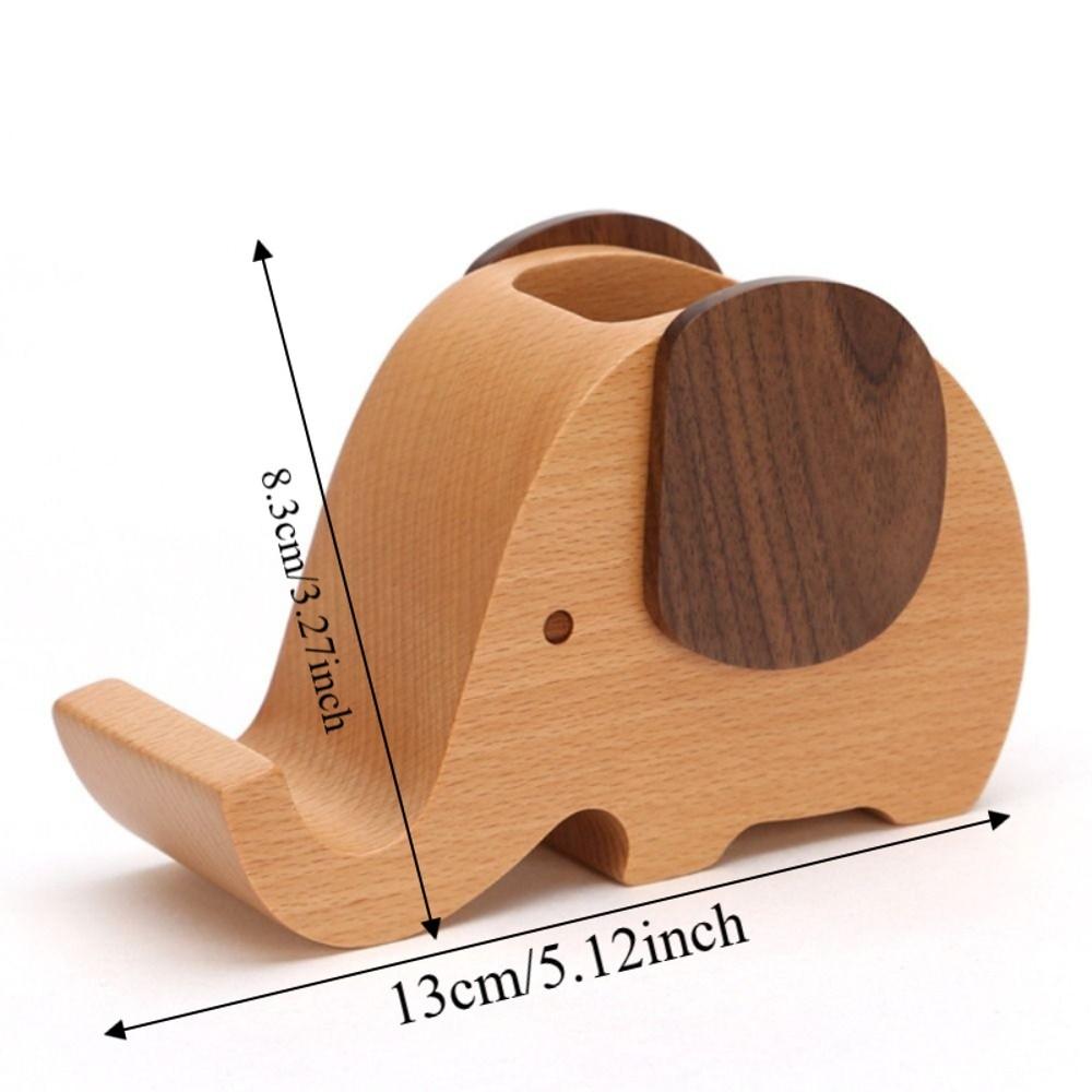 Wooden Craft Wooden Elephant Desk Organizer Creative Design Desktop Storage Box Study