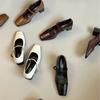 2025 autumn and winter new fashion square head shallow mouth word with thick high heels commuting work OL Mary Jane women's single shoes