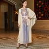 Gold Multi-layer Lotus Leaf Sleeve Positioning Sequin Embroidery Light Luxury Robe Muslim Dress
