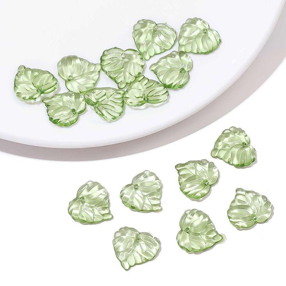 Transparent Green Acrylic Leaf Beads Leaf Shape Charms Leaf Shape Beads DIY Jewelry Making