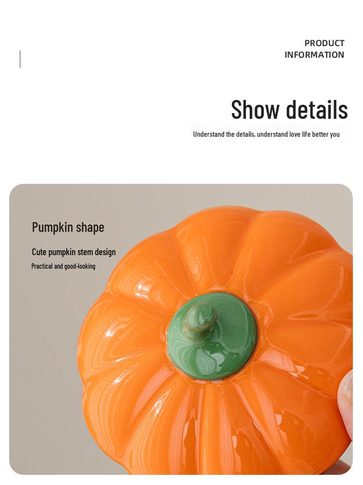Adorable Pumpkin Ceramic Mug Set with Lid & Spoon for Students