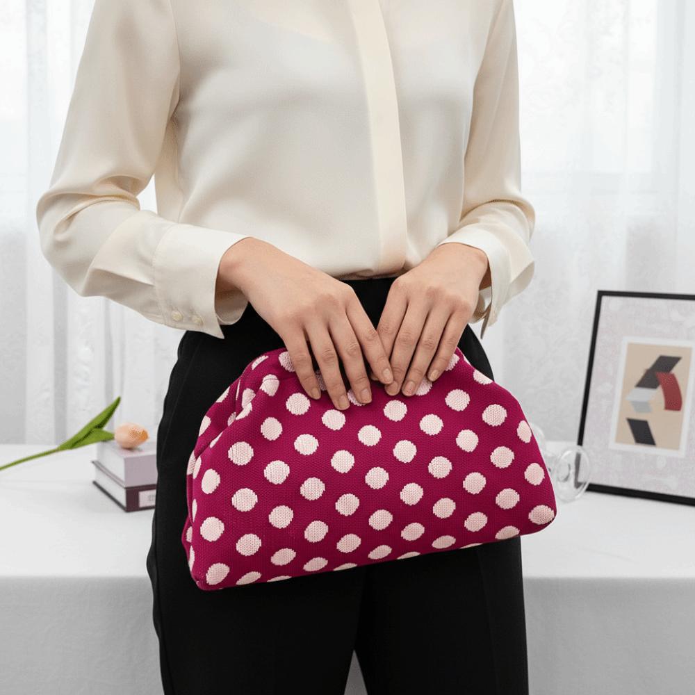 High Quality Polka Dot Clutch Bag Portable Large Capacity Cosmetic Bag Colorblock Handbag Women