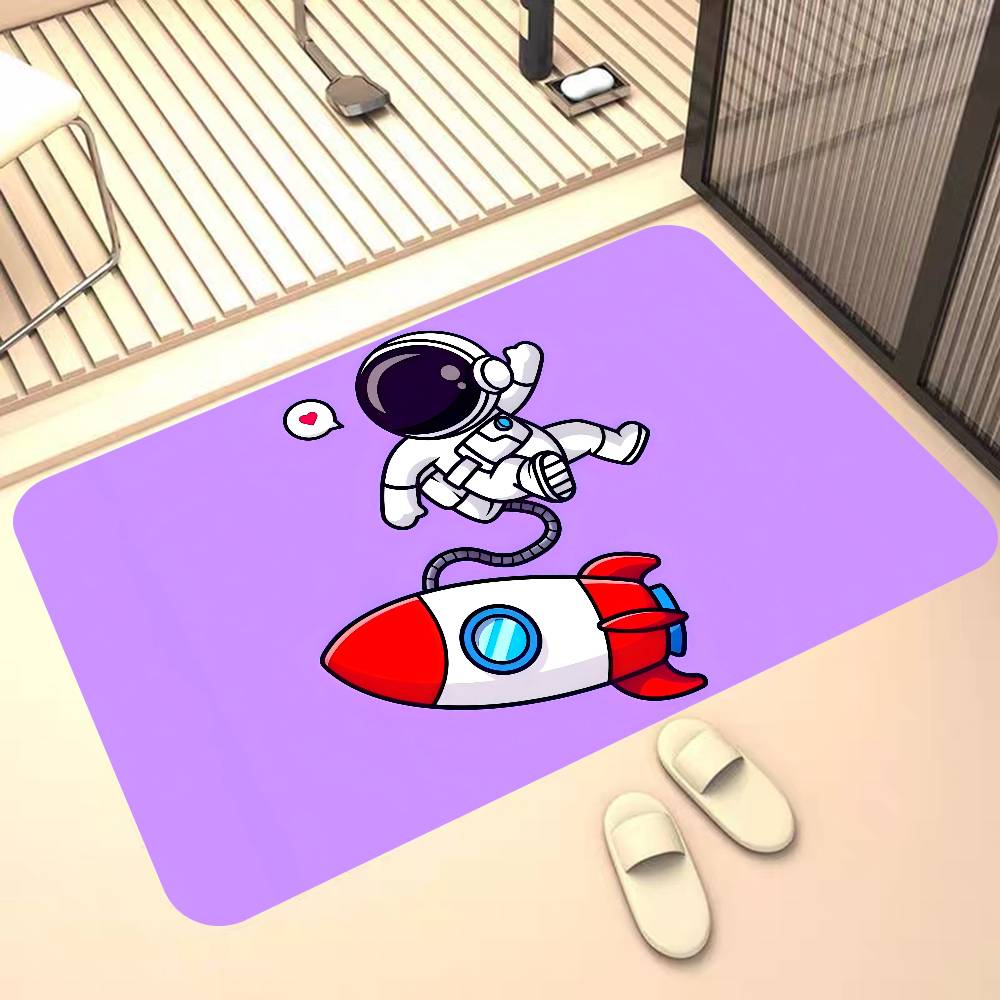 Cartoon Rocket Astronaut Bathroom Mat Anti-slip Absorb Water Long Strip Cushion Bedroon Mat Welcome Doormat