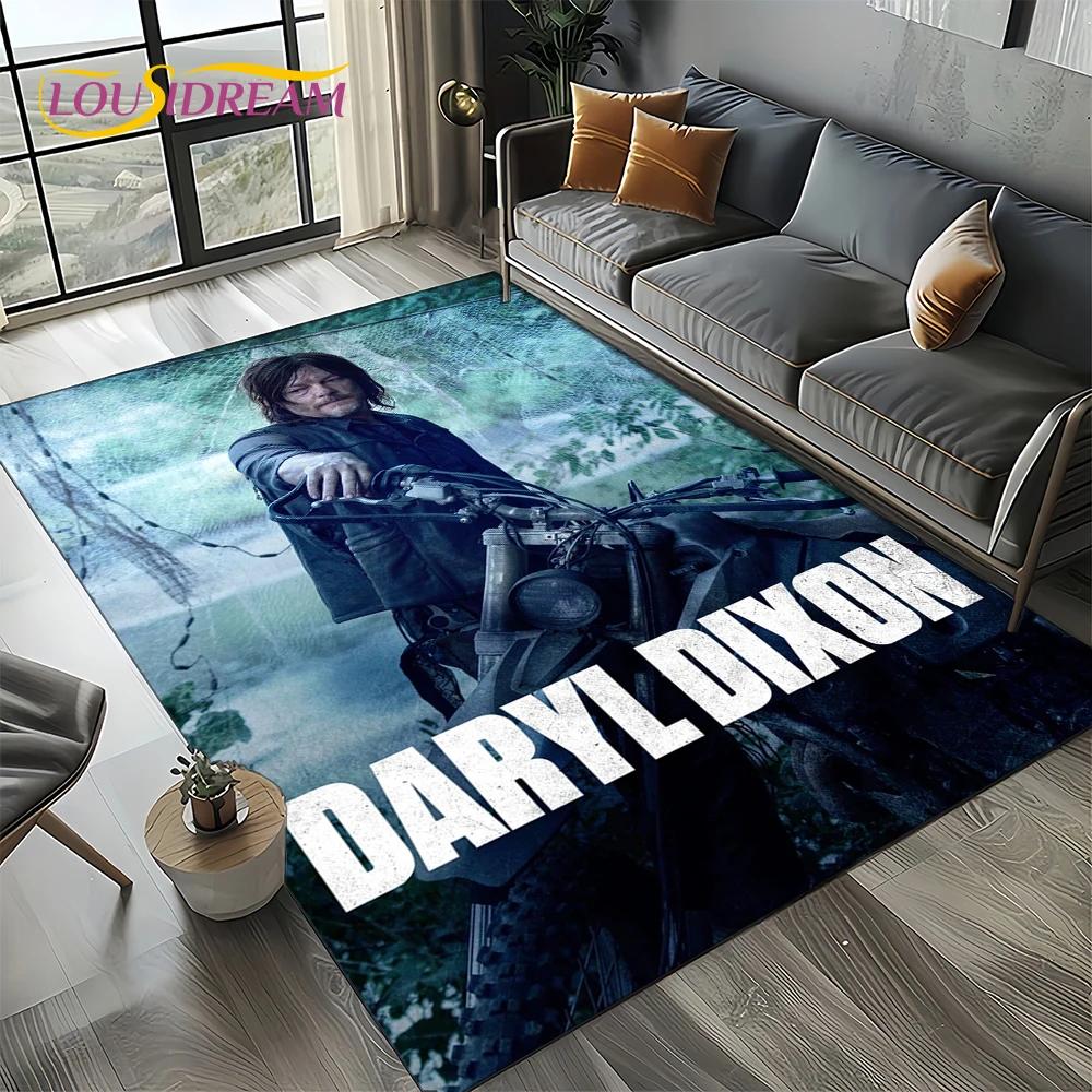 TWD Walking Dead Rick Daryl Horror TV Teppich für Wohnzimmer Schlafzimmer Haus Sofa Dekoration, Kinderteppich rutschfeste Bodenmatte