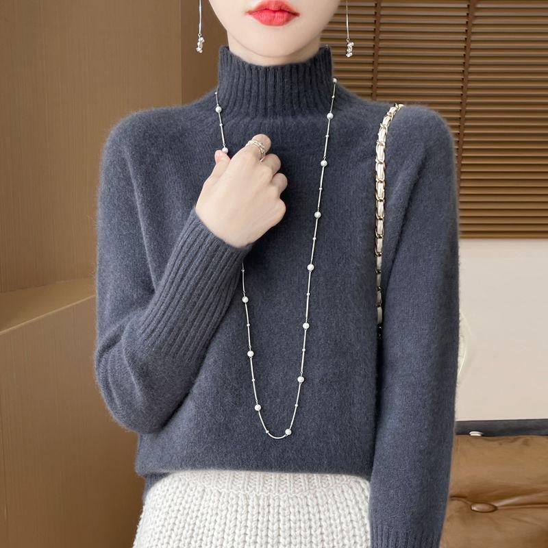 Neuer Herbst- und Winter-Rollkragen-Strickpullover in Übergröße, temperamentvoll, schlankmachend und warm, lockerer, verdickter Pullover, Basisshirt für Damen