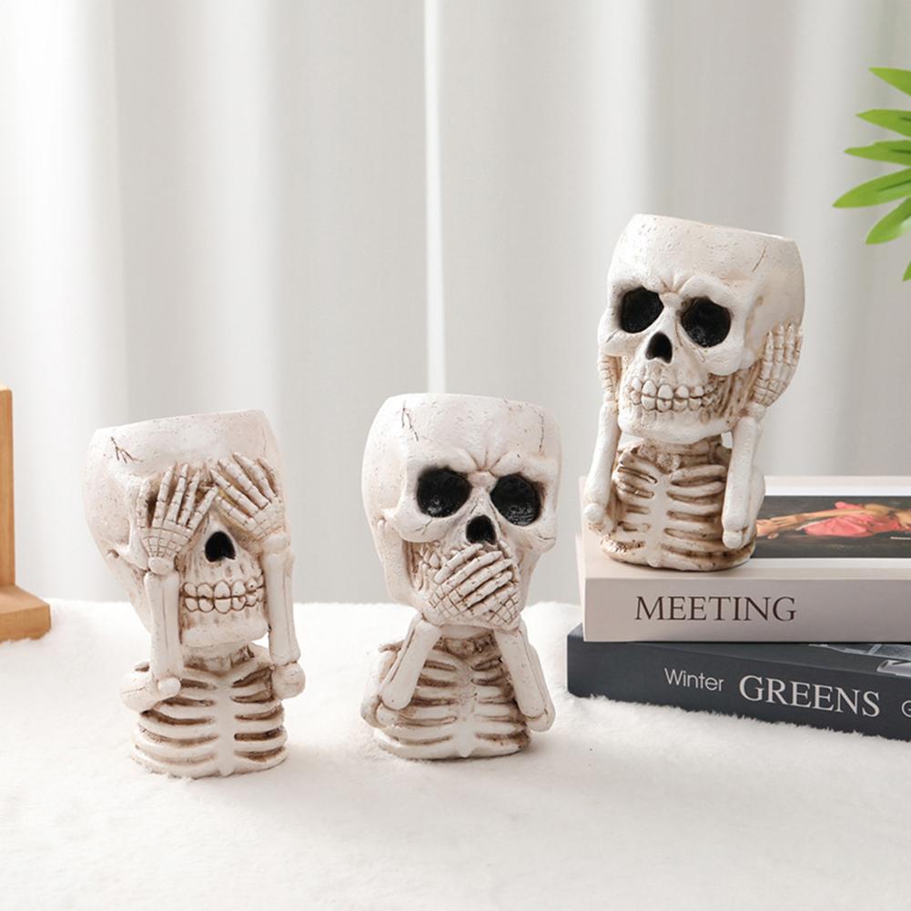 3D Kvetináč v tvare lebky Zábavný tvar Vnútorný Stolový Kvetináč Kontajner Pre Malé Kvetiny