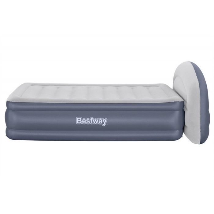 Inflatable Mattress - BESTWAY - 671BD Queen - Integrated Electric Pump - LoungeLux Headboard - Durable Tritech