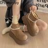 Winter Chunky Platform Heels Women Snow Boots Height Increase Shoes Street Style Warm Cotton Short Booties Shoes  Mujer