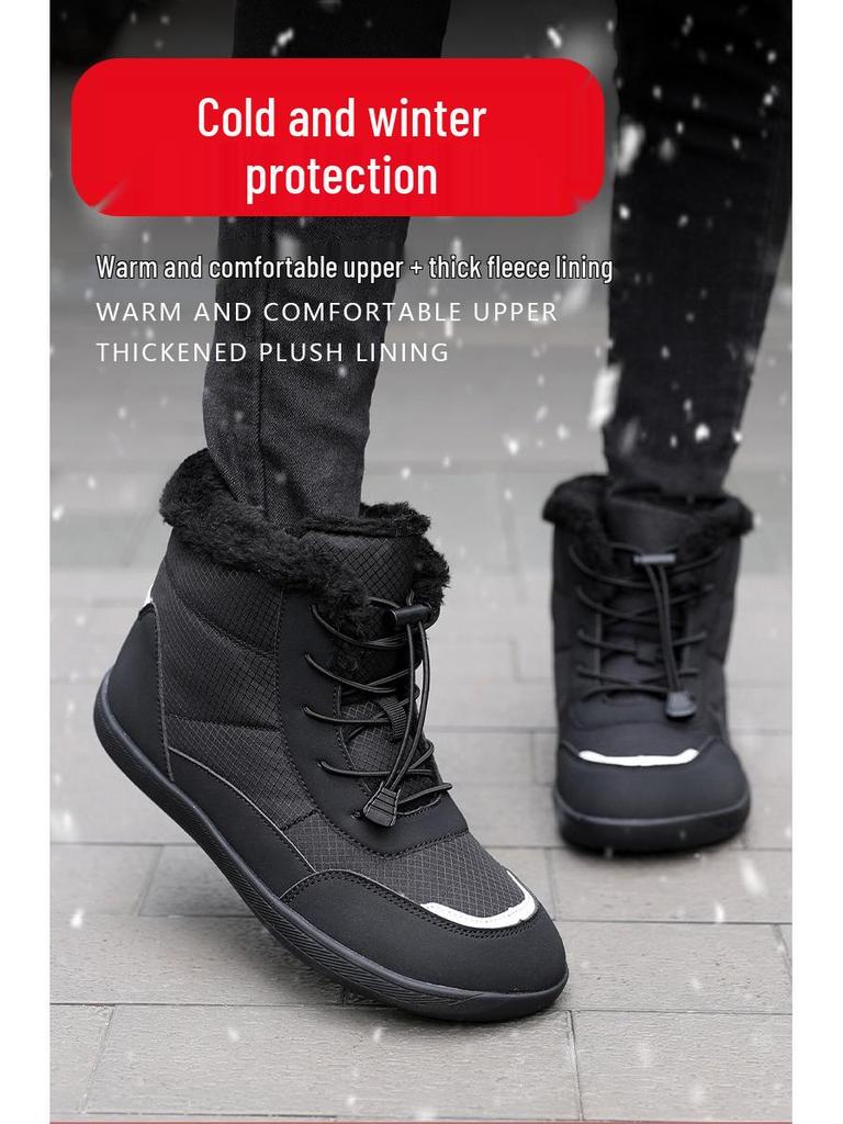 Women's Fleece-Lined Winter Boots, Plus Size, Wide Toe, Thick Cotton, Outdoor Warm Snow Shoes