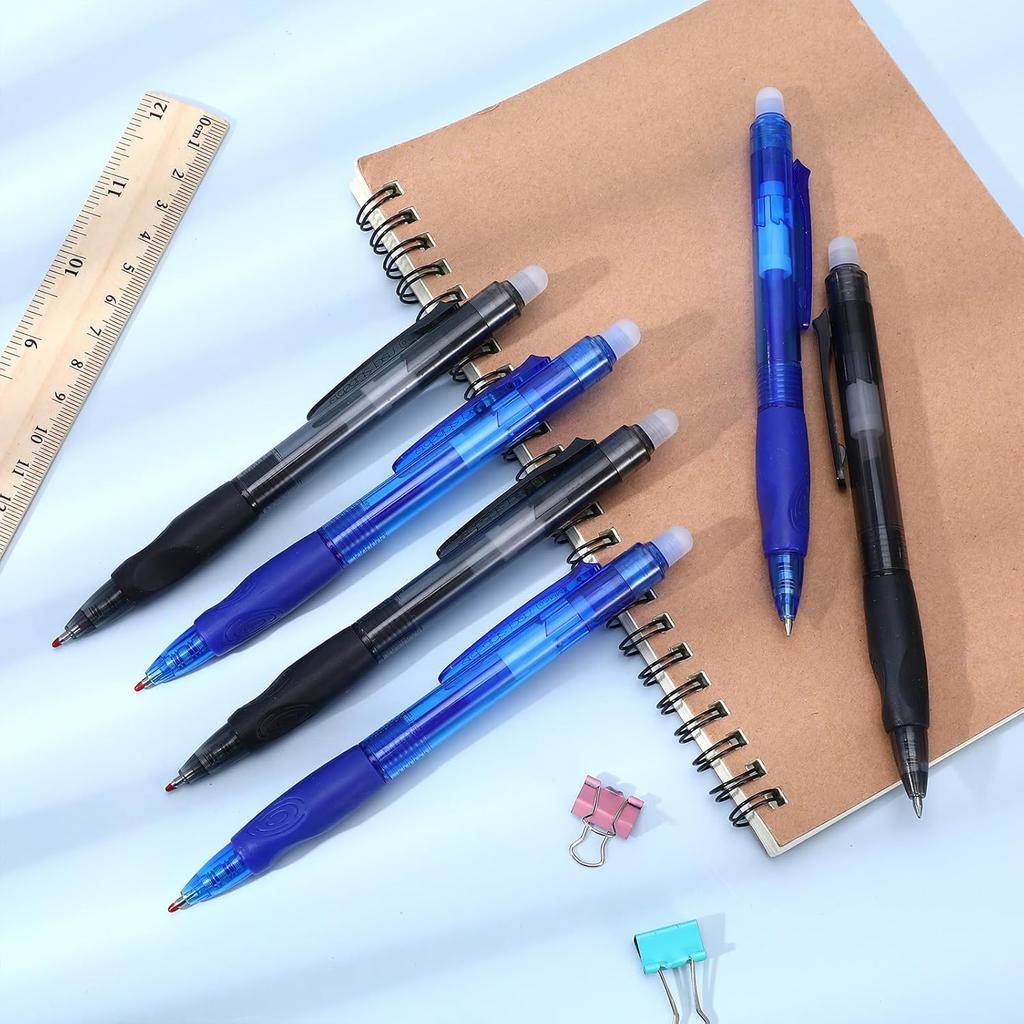 12pack Eraseable Pens, 0.5mm Click Fine Point Retractable Erasable Gel Pens Stationery Supplies for Writing Completing Sudoku Crossword Puzzles
