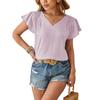Summer Women's T-shirt V-neck Fashion Petal Sleeve Loose Top