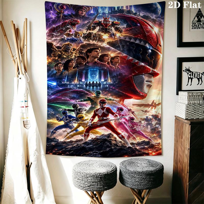 Power Rangers 2D Flat Adventure Tapestry Tapestry Background Cloth Wallmounted Atmospheric Background Cloth Work Of Art Wall Covering Decoration