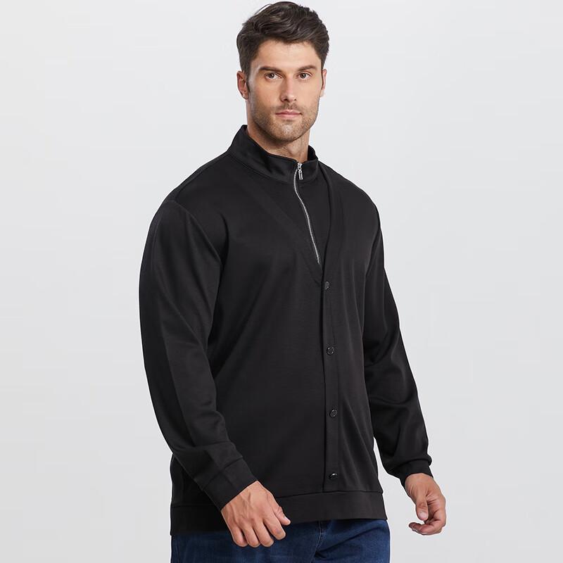 DIBINZE Herren Übergröße Einfarbig Mock-Neck Langarm Layer-Pullover