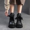 Johnature Genuine Leather Wedges Short Boots Retro Thick Soled Side Zipper Versatile Women's Shoes