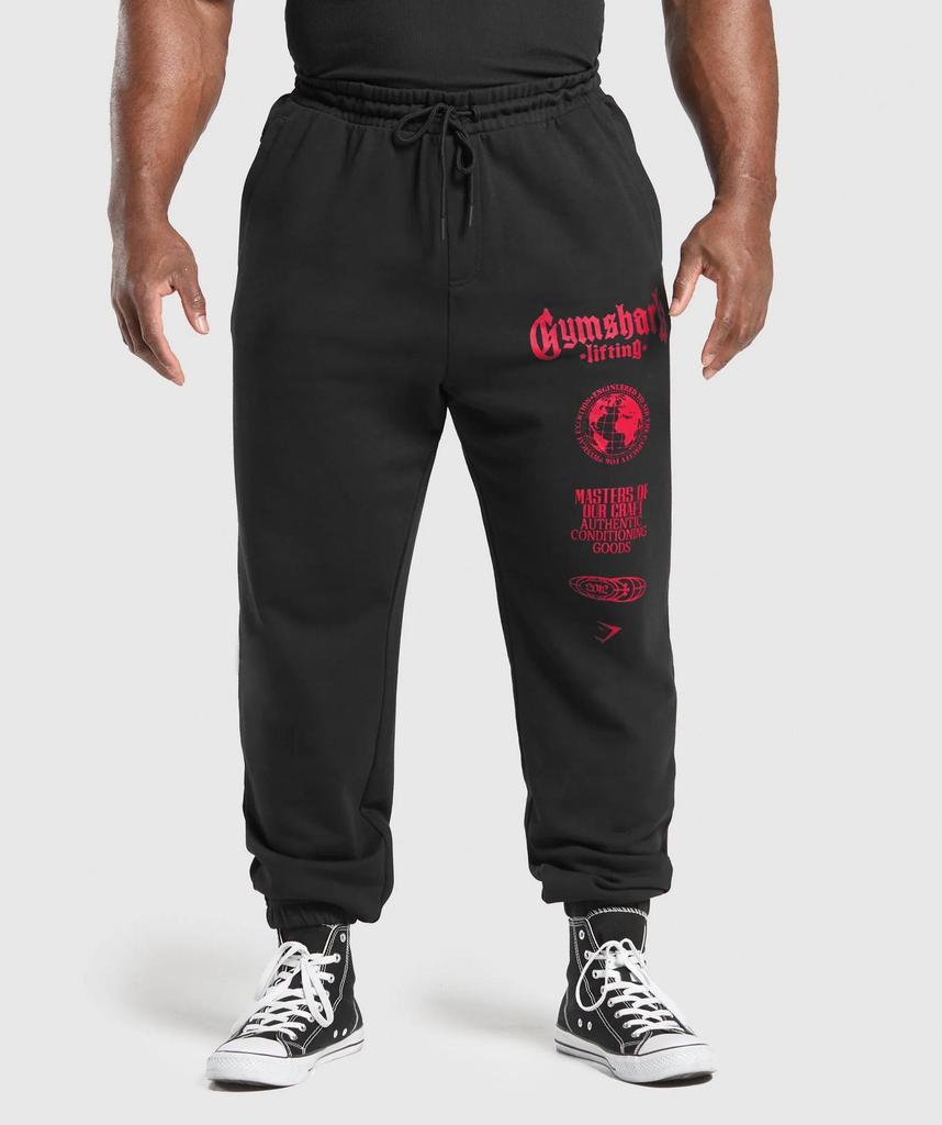Men's American Style Shark Fitness Joggers - Outdoor Sports, Casual, Cotton, Loose Fit, Plus Size
