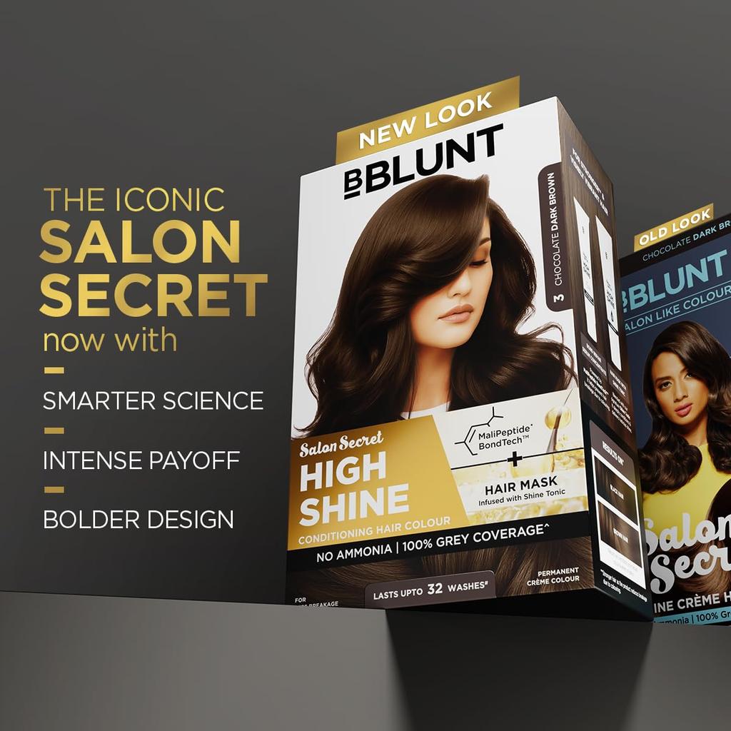 BBLUNT Salon Secret High Shine Conditioning Hair Colour 130G Pack of 1 Chocolate Dark Brown Long Lasting
