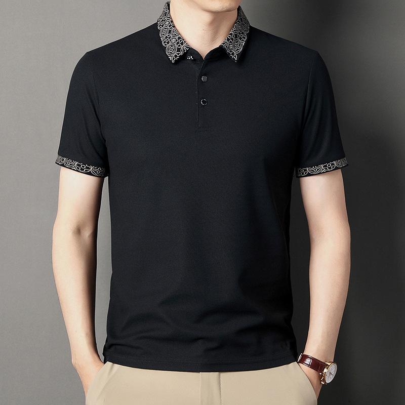 

Новые летние мужские однотонные футболки с короткими рукавами для молодежи и людей среднего возраста, модные тонкие деловые рубашки поло с лацканами XXXXL