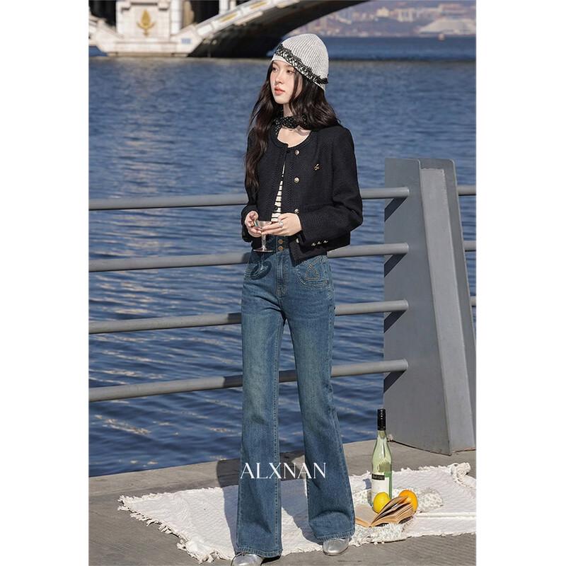 Lu Xiangnan Women's Retro High-Waist Flared Jeans