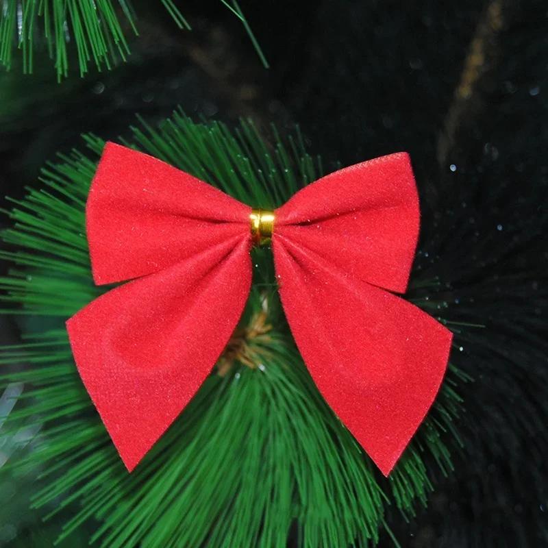 New 12Pcs/set 6cm Christmas Bowknot Decorations For Home Satin Ribbon Bows Christmas Tree Ornaments New Year Navidad Party Decor