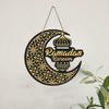 Round Plaque Eid Mubarak Wall Pendant Carved Ramadan Gift  Ramadan Festival