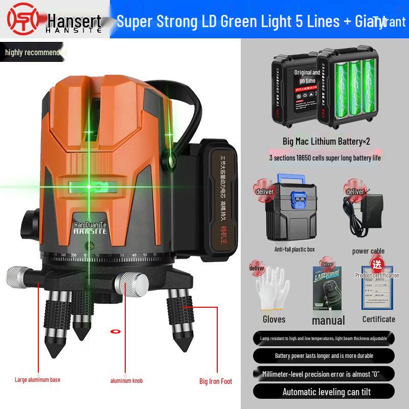 High-Precision Green Light Infrared Laser Level for Indoor/Outdoor Use