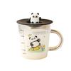 Cute Panda High Borosilicate Glass Cup High Appearance Level Covered Office Drinking Cup  Graduated Milk Cup  Coffee Cup