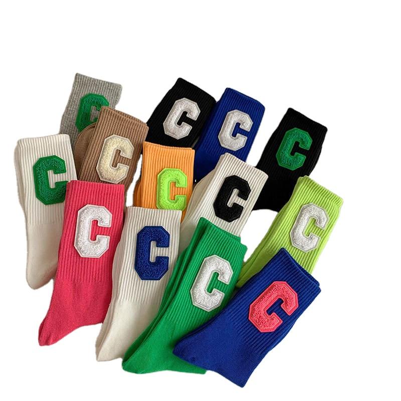 Custom Three-dimensional Big C Trend Ins Wind Sports Couple Socks Women's Mid-tube Letters Street Socks