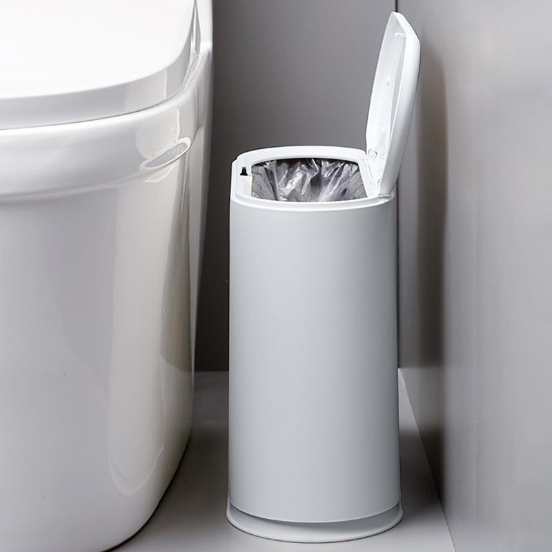 Large Capacity Bathroom Trash Can with Lid for Kitchen, Living Room, Bedroom, or Toilet - High Appearance Paper Basket