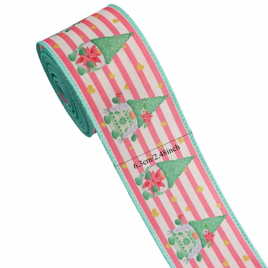 5-Yard Christmas Ribbon with Wire Edges - 63mm Decorative Craft Ribbon for Gift Wrapping