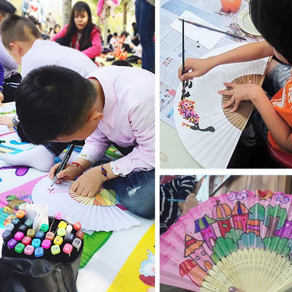 Pack of 50 Heliltd Folding Art Summer Heat Dance White Fans, Plain, Fans, DIY, Festivals, Celebrations, Weddings, Protection, Fans,