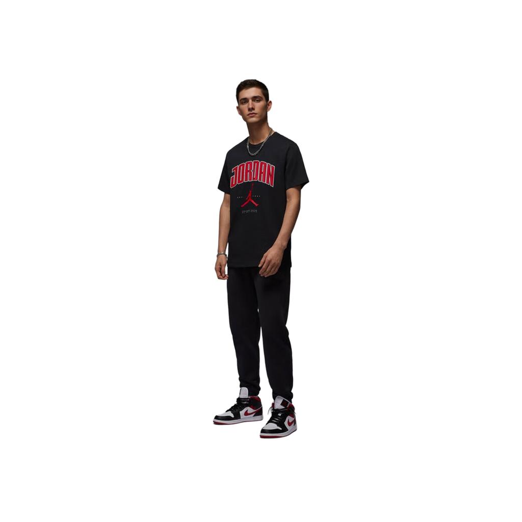 Jordan SS25 Brand Logo Letter Crew Neck Short Sleeve T-Shirt Men T-Shirts Black Fitness-Red HQ0010010