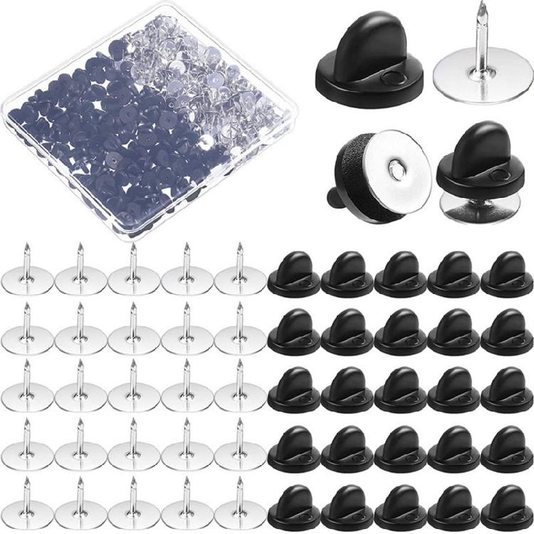 100 Set Pin Backings Tie Tacks Blank Pins with Pin Back for Butterfly Clutch Bac