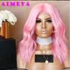 AIMEYA Short Grayish Blonde Bob Wig Heat Resistant Fiber Body Wave Synthetic Lace Front Wig Side Part Short Wigs Cosplay Wig