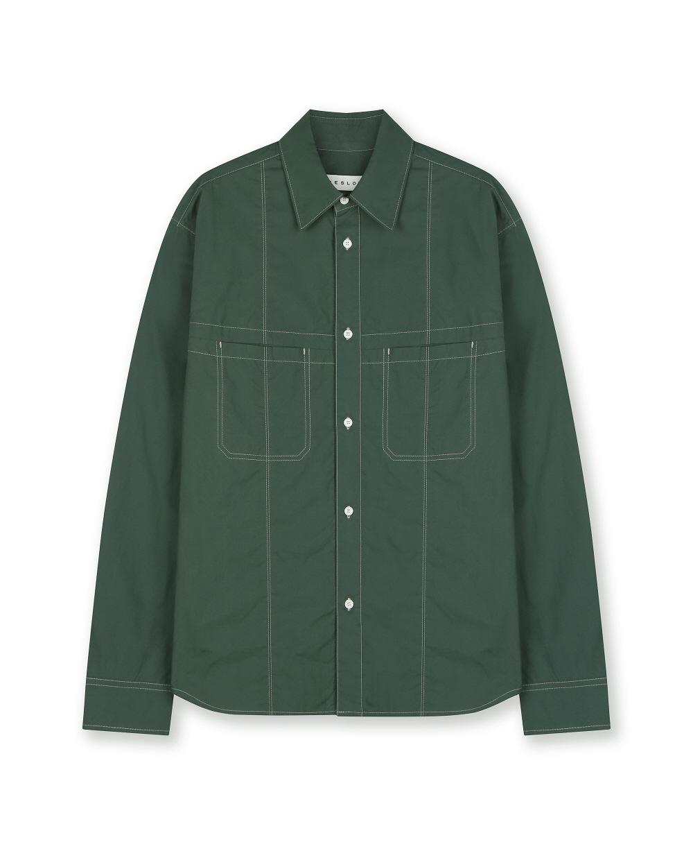 Be Slow Cotton Stitched Military Shirt Green Green/M