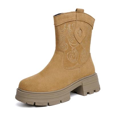 Batı Kovboy Çizmeleri Kadın Hakiki Deri Kışlık Ayakkabılar Çizmeler Kadın Kısa Bot Moda Kadın Kar Botları