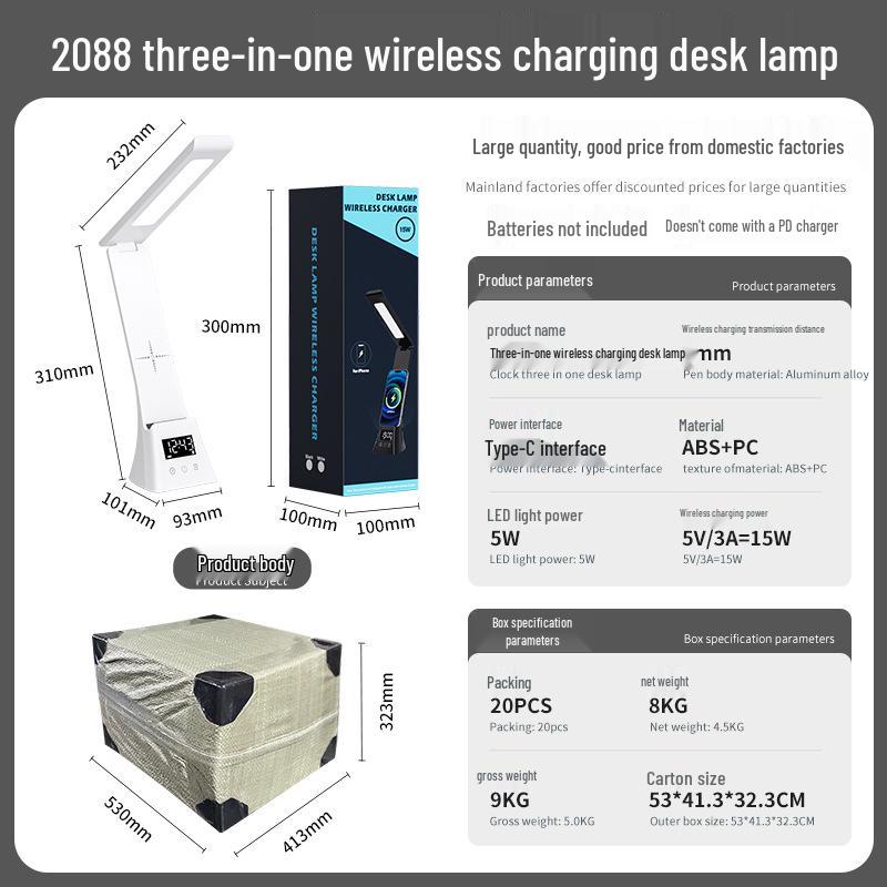 15W Eye Protection Desk Lamp with Wireless Fast Charging Bracket, Foldable for Storage, Perfect for Reading and Studying.