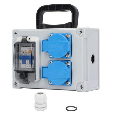 FI/LS-Schalter Steckdosenkasten Wandmontage 2 EU-Standard 250V 16A Steckdosen mit 230V 40A 1P+N Leitungsschutzschalter