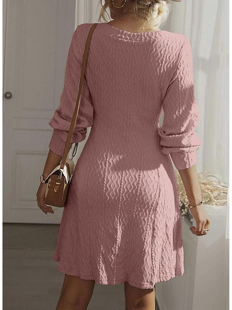 2024 Autumn Elegant Long-Sleeve Textured Dress